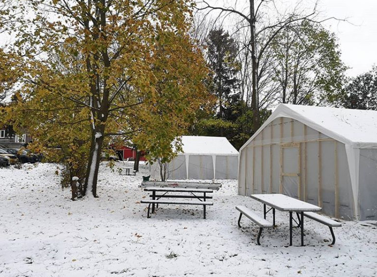 Tristan built our outdoor dining shelters to allow our team to keep eating in their cohorts into the colder months.